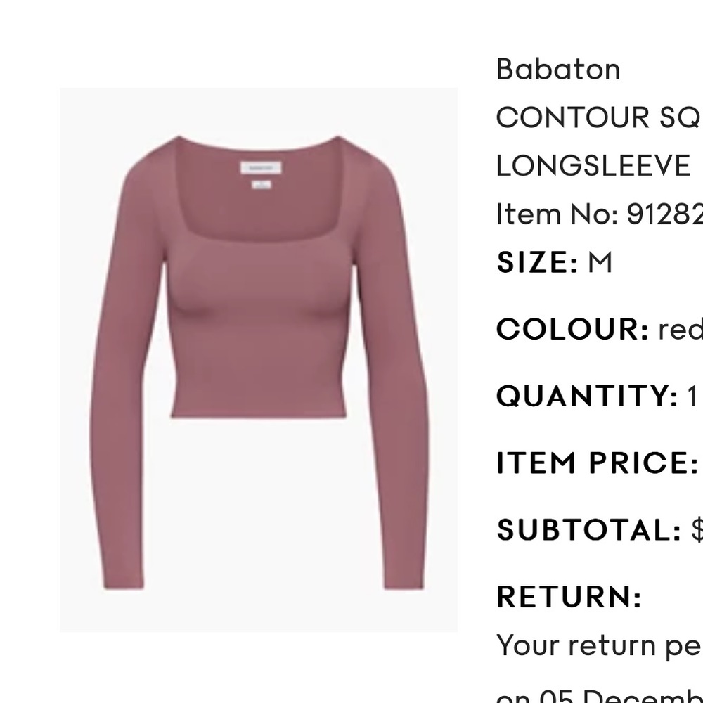 aritzia cropped contour long sleeve